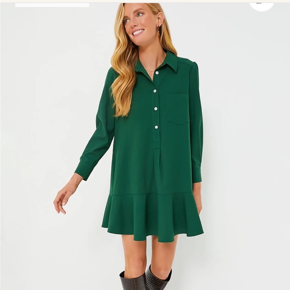 TUCKERNUCK Hunter Green Crepe Callahan Dress - Picture 2 of 4